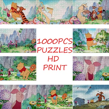1000PCS Galvosūkiai Winnie Į Pooh, Disney, Popieriaus Dėlionės Žaidimas Smagiai Pievų Nuotraukų Vaikams, Paaugliams, Kaip ir Draugams Dovanų