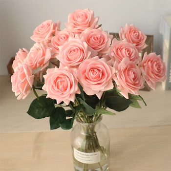 11pcs/Daug Latekso Rose Dirbtinės Gėlės Nekilnojamojo Touch Rožių Žiedų Naujųjų Metų Namų Vestuvių Dekoravimas Šalis Gimtadienio Dovana
