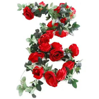 1pc Dirbtinių Rožių Žiedų Vynuogių Apdailos Šilko Gėlių Girlianda 