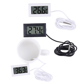 1Pc Skaitmeninis LCD Ekranas Termometras su Drėgmėmačiu Temperatūros Matuoklis Temperatūros Jutiklis Su Zondas Mini Patalpų Drėgmės Jutiklis
