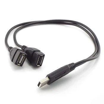 2 in 1 USB A-Vyras, 2-A-Moterų Maitinimo Adapteris Keitiklis USB 2.0 Male Dual Y Splitter Cable DC Krovimas ilgintuvas
