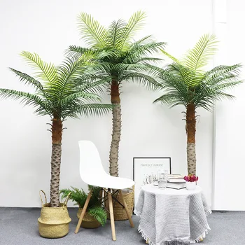 250CM Dirbtinių Palmių Mažas Kokoso Medžio Modeliavimas Augalų Bonsai vidaus Atogrąžų Žalia Grindų Vazoninių Vaza Namo Apdaila