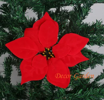 3color auksas, sidabras raudonas Dirbtinis, netikras gėlių medžiaga kalėdinė poinsettia gėlių Kalėdų medžio dekoratyvinis aksesuaras