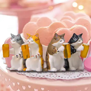 4 Gabalus Kačių Figūrėlės Priedai Darbastalio Apdaila Mini Kolekcines Tortas Toppers Amatų Šeimos Stalo tarnybos Vyrai