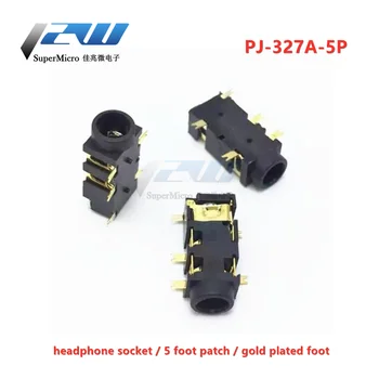 5vnt/daug PJ-327A-5P ausinių lizdas / 5 pėdų pleistras / aukso spalvos kojos