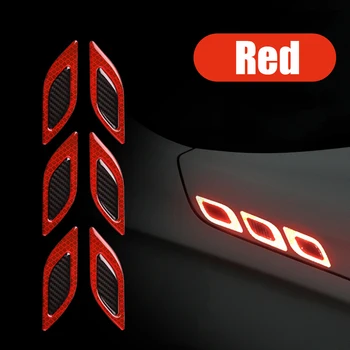 6pcs 3D Automobilių Stilius Lipdukas Atspindintis Anglies Pluošto Buferių Juostelės, Saugos Juostos Įspėjimo Atšvaitas Lipdukas Automobilio Išorės Priedai