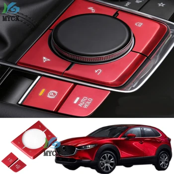 6PCS aliuminio lydinio multimedijos mygtukas China apdaila, interjero bagetai lipdukai reikmenys Mazda 3 CX-30 CX30 2020 2021