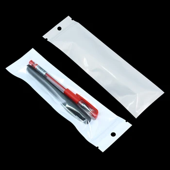6x22cm Baltas / Skaidrus Savarankiškai Antspaudas Užtrauktukas Plastiko Mažmeninės Pakuotės Maišelis Ziplock Zip-Lock Saugojimo Krepšys Mažmeninio Paketo Su Pakabinti Skylę 0