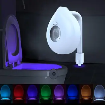 8 Spalvos Smart PIR Judesio Jutiklis Tualeto Sėdynė Naktį, Šviesos, atsparus Vandeniui Apšvietimas unitazo LED Luminaria Lempos WC Tualeto Šviesos