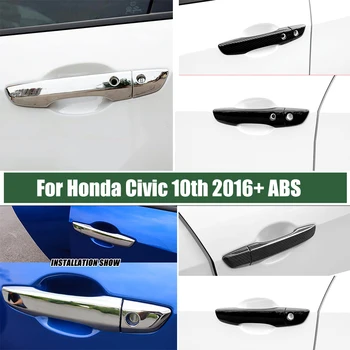 ABS anglies juoda Honda Civic 10 2016 17 18 19 2020 Reikmenys, Automobilių durų gynėjas Rankena Apdaila Padengti trim automobilių stilius