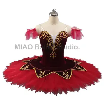 Aksominė Bordo Pasakų Aukso Profesinės Ballerina Kostiumas Mergaitėms Raudona Patiekalas Tutu už Paquita Baleto Kostiumas Moterims 0058