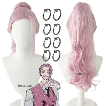Anime Tokyo Revengers Sanzu Haruchiyo Cosplay Perukas Šviesiai Violetinė Rožinė Su 60cm plaukai surišti į uodegą Karščiui Atsparių Sintetinių Plaukų Perukai Šalis