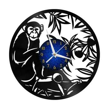 Beždžionių Miško Vinilo Sienos Laikrodį, Vinilo Įrašas Laikrodis Sienos Meno Silent & Non-tiksi