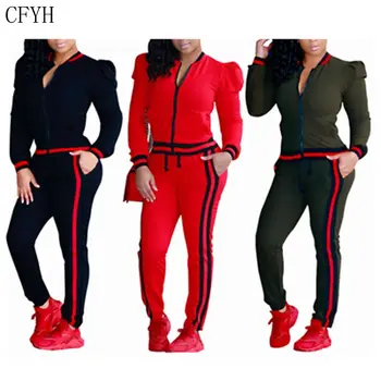 CFYH 3 spalvų žiemą, rudenį, mezgimo 2 Vnt. Rinkinys Moterims hoodies nustatyti fitneso kelnės+Top kišenėje Tracksuit Moterų Kostiumai