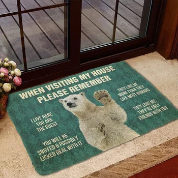 CLOOCL Gyvūnų Doormats 3D Grafikos Atminkite, kad baltųjų Lokių Namai Taisyklė Patalpų Słomianka, Miegamojo, Tualetas, neslidžia Virtuvės Kilimėliai
