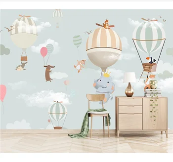 Custom 3D tapetai, freskos mielas romantiškas vaikų kambarys animacinių filmų gyvūnų balionas vidaus apdaila, dažymas