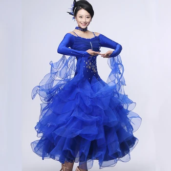 Didelis Švytuoklės Prabanga Standartinių Šokių Suknelė Pritaikyti Spalvotų Valsas Šiuolaikinio Šokio Kostiumą už Konkurencijos Veiksmingumo