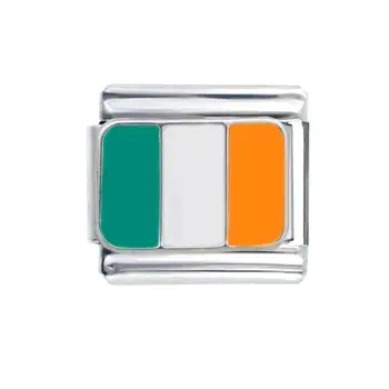 Didmeninė Nerūdijančio Plieno Composable 9mm nacionalinės Airija šalies vėliava, italų žavesio nuorodą apyrankė Tinka Zoppini Dropship