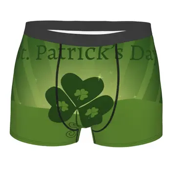 Dobilų Žaliosios St. Patrick ' s Day Boxershorts Vyrams, Vyriškos apatinės Kelnės Dvigubus Šonus Spausdinti Minkštas Kvėpuojantis skalbimo Mašinų Poliesteris
