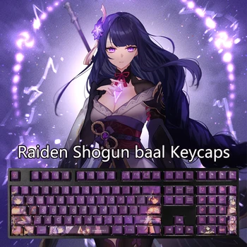 Genshin Poveikio Keycaps Raiden Shogun Mechnical Klaviatūros Pbt Vyšnių 104 108 Klavišus Pbt Anime Keycap Cosplay Priedai Otaku