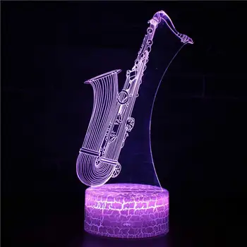 Gitara priemonė serijos 3d Stalo Lempos Kambarį Baltos bazės Mielas 7 spalvų keitimas 3D Lempos Kalėdų dekoracijos, dovanos