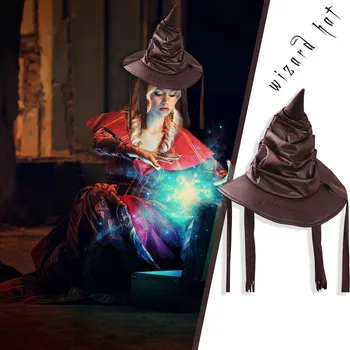 Helovinas Wizard Hat Vaidmenį Vientisos Spalvos Suknelė Ragana Skrybėlę Pleistras Elgeta Skrybėlę Vedlys Suaugusiųjų Helovinas Apsiaustu, Su Skrybėlę Vaikams Pr Pardavimas