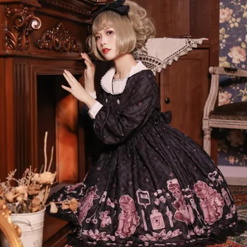 Ilgomis Rankovėmis Lolita Dress Japonijos Pavasarį, Vasarą, Saldus, Mielas Gotikos Moterų Kawaii Viktorijos Arbatėlė Mergaičių Anime Cosplay Lolita Biuras