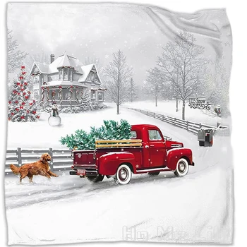 Kalėdų Flanelė Antklodė Ho Man Lili Šunų Ir Derliaus Raudona Sunkvežimių Fuzzy Minkštas Už Vaikas, Suaugusieji, Šiltas, Jaukus Kalėdinis Dekoras