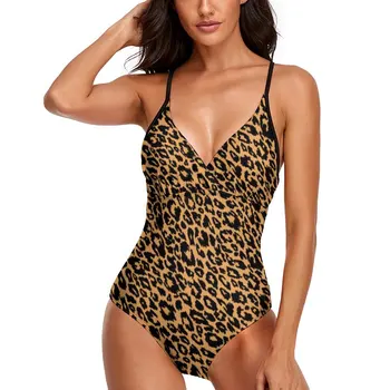 Klasikinis Leopard Maudymosi Kostiumėlį Madinga Gyvūnų Spausdinti Stilingas Maudymosi Kostiumėliai, Vienas Gabalas Grafinis Bodysuit Moterų Push Up Maudymosi Kostiumai Paplūdimio