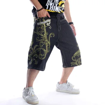 Mcikkny Mados Vyrų Krovinių Hip-Hop Džinsinio Šortai Siuvinėjimo Riedlentė Trumpas Kelnes Vyrų Streetwear