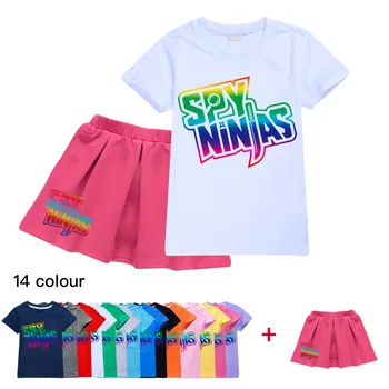 Mergaičių Vasaros Drabužių Rinkinį, SPY NINJA KidsT-marškinėliai+Trumpas sijonas Kūdikių Drabužiai marškinėliai nustatyti, Pižamos Gimtadienio dovana mergaitėms
