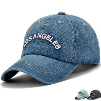 Moterų Hat & Bžūp LOS ANDŽELO Laišką Džinsinio audinio Plauti Sporto Kepurės Moterų Skaičius Beisbolo kepuraitę Reguliuojamas Snapback Atsitiktinis Kepurės