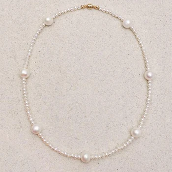 Moterų Pareiškimą gėlavandenių perlų karoliai Rankų darbo mados Klasikinis kaklo aksesuarai Valentino dienos dovana mergaitėms Papuošalai