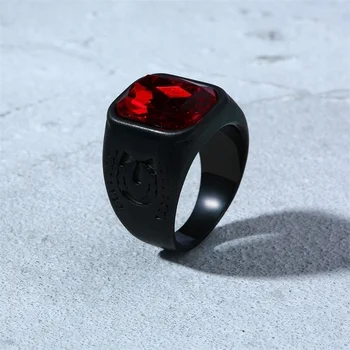 Naujas Retro Bohemian Red Crystal Inkrustacijos Žiedas Vyrų Mados Žiedas Crystal Black Metalo Žiedas, Aksesuarai, Šaliai, Papuošalai