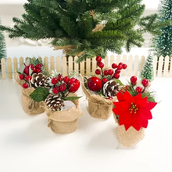 Naujojo Kalėdų dekoracijas imituoti kūrybos darbastalio apdaila Kalėdų pušies kankorėžis pin vazoninių papuošalai amatų augalų