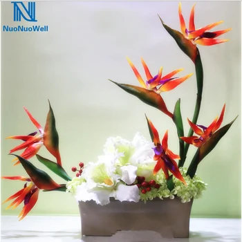 NuoNuoWell Vieną Filialą Dirbtinių Gėlių Nekilnojamojo Touch Puokštė Minkšto Plastiko Gėlių Spalvinga Rojaus Paukštis Kamieninių Gėlių Dekoras