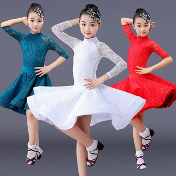 nėriniai mergina lotynų šokių suknelė konkurencijos vaikų mergaičių konkurencijos pramoginiai vaikams sijonas tango salsa dancewear praktikos dėvėti 0