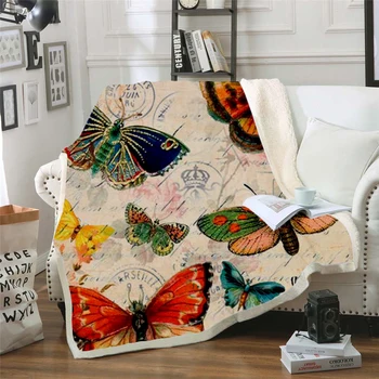 Plstar Kosmosas Spalvingas drugelis vabzdžių Antklodė 3D spausdinimo Sherpa Antklodę ant Lovos Vaikams Mergina Gėlių Namų Tekstilės Sapnų stilius-10