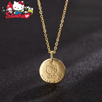 Sanrio Hello Kitty Blizgus Pakabukas Karoliai Moterų Grandinės Draugei Ponios Clavicle Kalėdų Dovana Kawaii Lydinio Karoliai