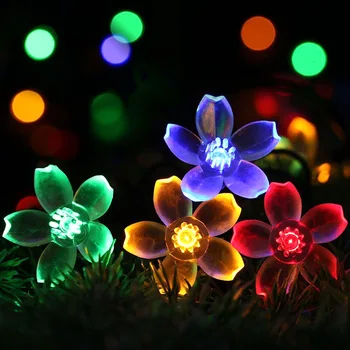 Saulės Gėlė String Žibintai Sakura lishts 23ft 50 LED Žiedų Gėlių String Light Saulės Energijos Lauko, Sodo Kalėdinis vakarėlis