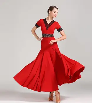 Sportinių Šokių Suknelės Amerikos sklandžiai rengtis Tango Valsas suknelė Moterims Sportinių Šokių trumpas rankovės žalia raudona juoda S9056