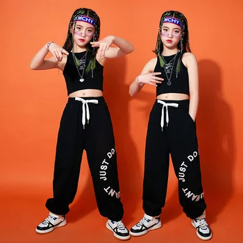 Vaikų džiazo šokių drabužių mergaičių šokių drabužius vasarą plonas kostiumas mados Džiazo, Hip-Hop hip-hop naudingumo drabužių tendencijos