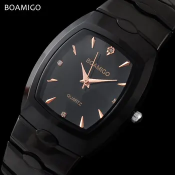vyrai, kvarciniai laikrodžiai plieno verslo laikrodžiai 2017 BOAMIGO prekės juoda apyrankė dovanų laikrodžius 30m atsparus vandeniui Relogio Masculino