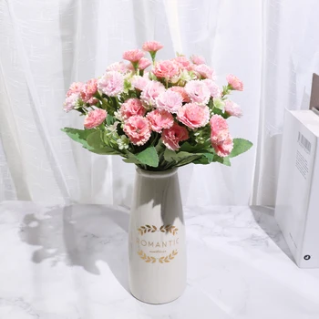 šilko gvazdikų dirbtinės gėlės aukštos kokybės puokštė rožinė vestuvių namų kambarį dekoro netikrą gėlių stalo išdėstymas dekoras