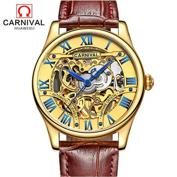Šveicarija Karnavalas vyriški Laikrodžiai Prabangos Prekės Mechaninė Laikrodžius Žiūrėti Vyrų Vandeniui reloj hom Skeletas Žiūrėti Safyras