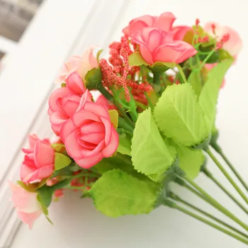 1Set Dirbtinių Gėlių Puokštė Rožių Nuotakos Vestuvių Reikmenys, Namų Dekoravimo, Pavasario Star Bud Ir Nykščio Rose 1