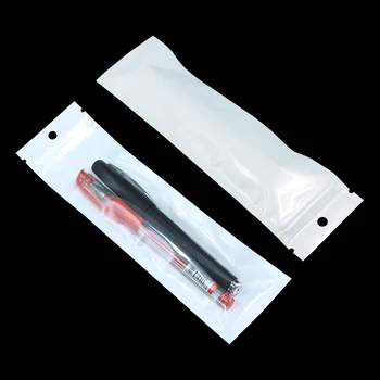 6x22cm Baltas / Skaidrus Savarankiškai Antspaudas Užtrauktukas Plastiko Mažmeninės Pakuotės Maišelis Ziplock Zip-Lock Saugojimo Krepšys Mažmeninio Paketo Su Pakabinti Skylę 1