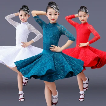 nėriniai mergina lotynų šokių suknelė konkurencijos vaikų mergaičių konkurencijos pramoginiai vaikams sijonas tango salsa dancewear praktikos dėvėti 1
