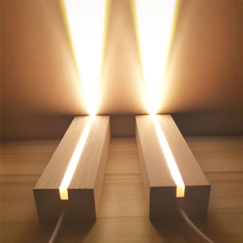 USB Powered Naktį Šviesos Buko Medienos Medžiagos LED Šviesos Pagrindai 