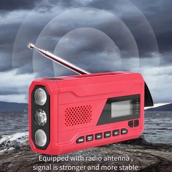 Daugiafunkcinis Avarinio Radijo Handcrank Saulės SOS Signalą Plastiko Ranka Skriejikas Radijo 1.7 Colių LCD Ekranas, Bluetooth, DAB-suderinama 2